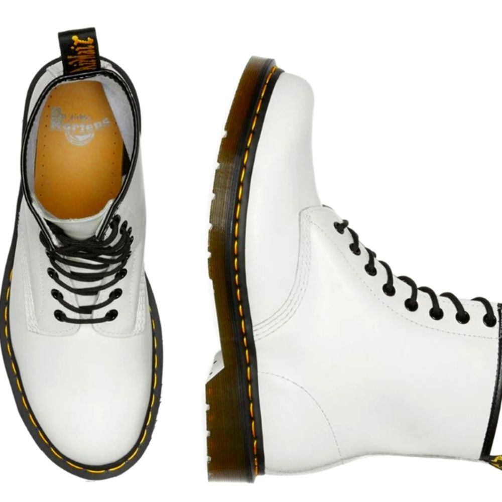 Dr. Martens '1460' Bex Smooth Leather Lace-Up Boots- White